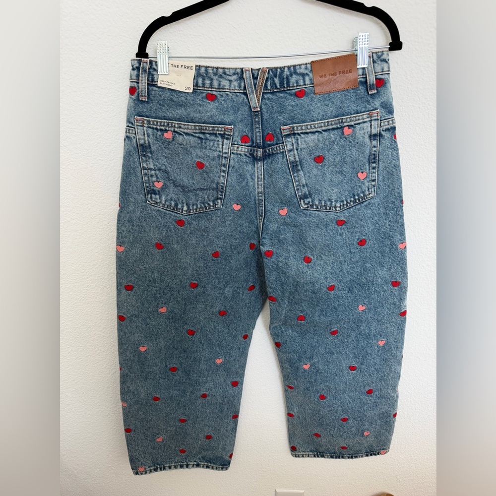We The Free Deep Trance Be Mine Embroidered Heart Boyfriend Jeans 29 NWT - Picture 4 of 5